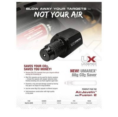 Adaptador accesorio pistola de aire comprimido Umarex EE. UU. 88 g ahorro de CO2 aluminio sólido - 2211132 10 Foto 1 de 4