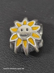 Pandora Sonriente Sol Dije Retirado Esmalte Acentos Amarillo 925 Ale - Imagen 1 de 3