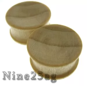 NUEVO PAR 2G (6mm) TAPONES DE MADERA DE COCODRILO RUBIO CÓNCAVO CUERPO ORGÁNICO TAPÓN JOYERÍA - Imagen 1 de 3