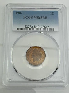 1907 Indian Head Cent 1C MS63RB PCGS - Picture 1 of 8