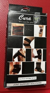 BNIB AUTHENTIC CURA KNEE BRACE WITH METAL SPRINGS JOINT SUPPORT MEDICAL SOLUTION - Picture 1 of 6