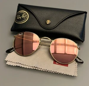 Ray Ban Round Pink 50 MM Aviators Gold Frame - Picture 1 of 9