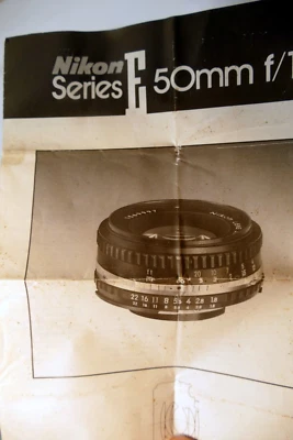 Nikon E series 50mm f1.8  Ai-s LENS Instruction Guide Manual 1982 - Image 1 of 4