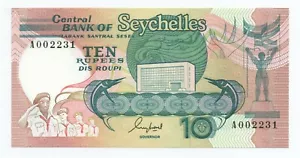 Seychelles 10 Rupees ND 1989 Pick 32 UNC Unc Banknote Low Serial A00223- - Picture 1 of 2
