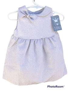 EPK Kleid Kleinkind Mädchen cremefarben elfenbeinfarben gewebt goldene Flecken 18 Monate neu mit Etikett Frankreich - Bild 1 von 8