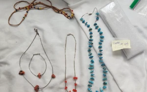 Variety liquid silver w/gem stones Turquoise, Coral, MOP bird fetishes necklaces - Picture 1 of 23