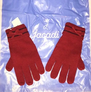 NWT JACADI Girl 10-12 Lacquered Red Gloves SISSI Wool Blend Bow Holiday Winter - Picture 1 of 9