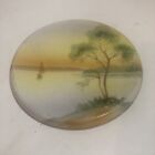 Nippon hand painted trivet Water Boat Tree excellent vintage condition 