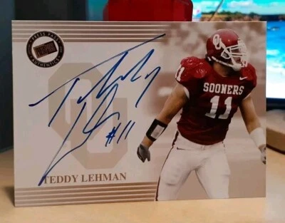 2004 Press Pass ROOKIE Autograph #24 Teddy Lehman OKLAHOMA SOONERS DETROIT LIONS - Image 1 of 2