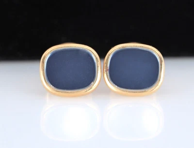 Gemelos elipse azul oro amarillo 18k vintage Estate para hombre Patek Philippe Geneve Foto 1 de 4