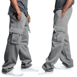 Men's Casual Joggers Pants Sweatpants Cargo Pocket Loose Active Sports Trousers* - Picture 1 of 26