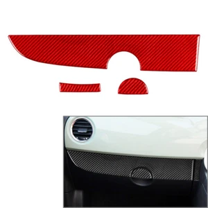 3pcs Co-pilot Dashboard Panel Cover Carbon Fiber RHD Fit Fiat 500 2012-2015 Red - Picture 1 of 7