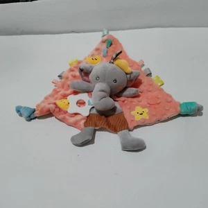 Elephant Lovey Rattle Teether Security Blanket Plush With Crinkle Ears - Picture 1 of 9