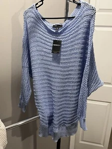 Brand New With Tags! Forever 21+ Women's Blue Off The Shoulder 2X Sweater - Picture 1 of 4