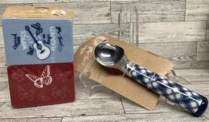 Dolly Parton Ice Cream Scoop Blue Plaid & Set Of Butterfly Sponges New - Picture 1 of 6