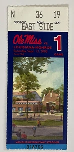 2003 Ole Miss vs Louisiana Monroe Football Ticket Stub - Eli Manning NCAA - Bild 1 von 2