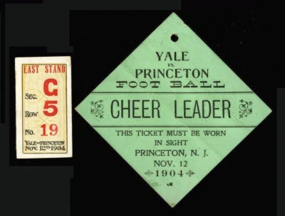 1904 Yale-Princeton Football Cheerleader One-of-a-kind Game Pass and Ticket Stub - Image 1 of 2