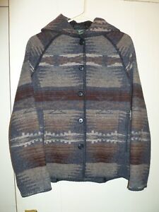 VTG Woolrich Southwest Aztec Wool Sweater Blanket Jacket Shawl Collar, Size S/P