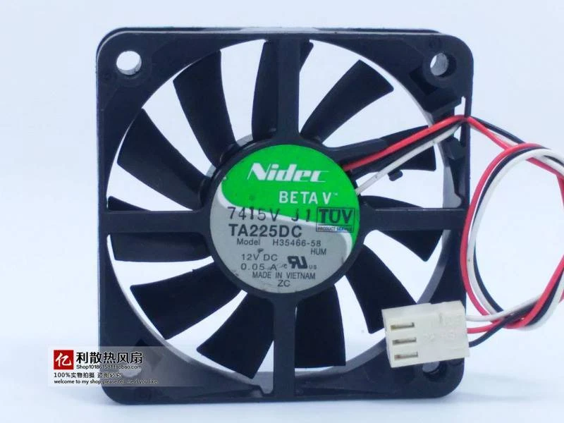 Nidec BETAV TA225DC H35466-58 12V 0.05A 6015 6CM 3-wire silent cooling fan - Image 1 of 1