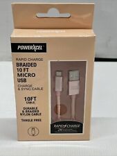 PowerXcel Rapid Charge Braided 10 FT Micro USB Charge Cable