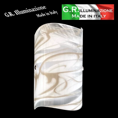 Applique moderne verre blanc et marron tourterelle 1 L. lampe murale bain LAYLA - Photo 1/3