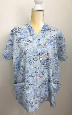 Blusa Médica de Enfermería Veterinaria Azul Dear God Bless the Worlds Niños TALLA PEQUEÑA Foto 1 de 4