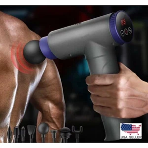 Massage Gun Percussion Massager Deep Tissue Muscle Vibrating Relaxing + 8 Heads - Picture 1 of 10