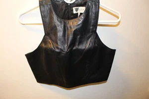 Lita by Ciara Genuine Black Leather Crop Top M NWT - Picture 1 of 8