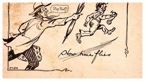 c1910 Postcard  Pick Pocket Thief Running - Picture 1 of 2