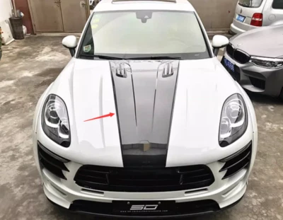 Cubierta de capó ventilada de fibra de carbono seca para Porsche Macan 2014-2022 Foto 1 de 4