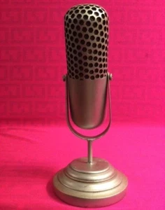 Mikrofon Schreibtisch Regal Dekor Silber Metall Harz Schwer - Bild 1 von 5