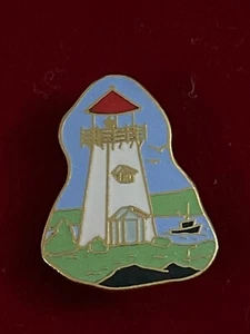 Scenic Lighthouse Hard Enamel Cloisonné Tie Lapel Hinge Pin 1" - Picture 1 of 2