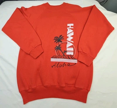 Толстовка женская Hanes красная средний размер Hawaii Graphic Pit To Pit 18 дюймов с длинным рукавом  - Изображение 1 из 4