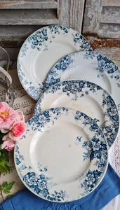 4 ANTIQUE MARIE LOUISE IRON EARTH FLAT PLATES - Picture 1 of 9