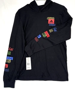 Adidas Hoodie T-Shirt Youth Boys X- Large 18/20 Black Long Sleeve Shirt Colors - Picture 1 of 8