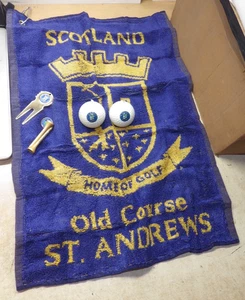 VTG BRAND NOS ST ANDREWS GOLF COURSE SCOTLAND GOLF TOWEL BALLS TEES DIVOT TOOL++ - Imagen 1 de 6