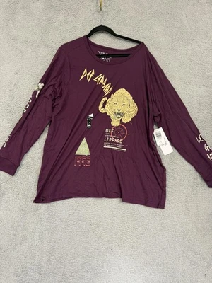 Def Leppard Shirt Womens 3X Purple Long Sleeve Torrid The Vinyl Icons 1992 Band - Image 1 of 4