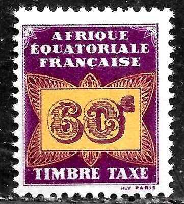 HICK GIRL-MINT FRENCH EQUATORIAL AFRICA STAMP   SC#J8  1937  POSTAGE DUE   L839 - Image 1 of 2
