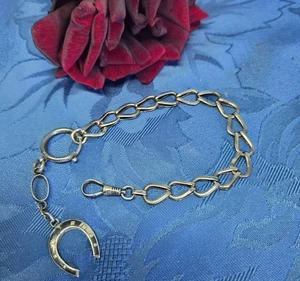 08L4 Antigua Cadena De Reloj De Bolsillo Chatelaine Plata Maciza 800 Bélgica - Imagen 1 de 9