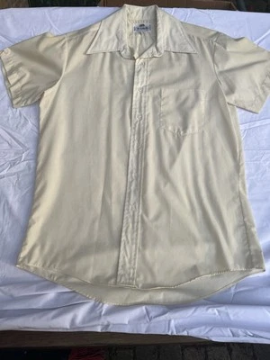 Camisa vintage de polialgodón amarilla manga corta con botones Fruit Of The Loom para hombre Foto 1 de 4