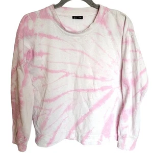 Splendid Pink White Tie Dye Crewneck Relaxed Fit Casual Sweatshirt Size Small - Picture 1 of 9
