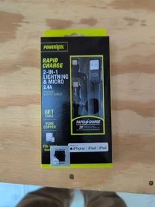 PowerXcel 6 Ft. Rapid Charge 2 In 1 8 Pin Connector & Micro 2.4A Charge & Sync - Picture 1 of 3