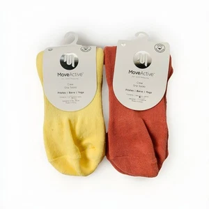 2 Pairs MOVE ACTIVE Pilates / Yoga Crew Grip Socks Women’s Small NEW - Picture 1 of 6
