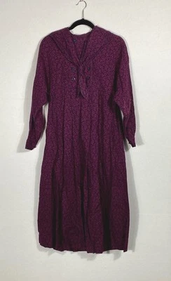 Vestido Marinero Eduardiano Vintage Laura Ashley Púrpura Con Rosa Floral Talla US 8 Foto 1 de 4