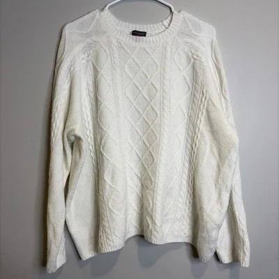 Suéter Vince Camuto Talla XL Para Mujer Tejido con Cable Invierno Blanco Cottagecore Otoño Foto 1 de 4