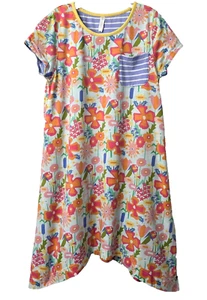 Matilda Jane Reversible Dress 12 Jersey Pocket Adventure Begins Floral Stripe - Picture 1 of 6