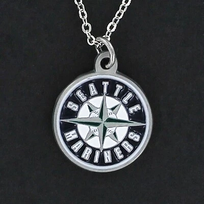 Colar SEATTLE MARINERS - Berloque de estanho em corrente MLB Baseball Pro Team redondo - Imagem 1 de 2