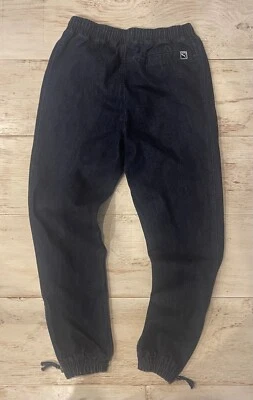 Pantalones de chándal PUMA Denim para mujer con cremallera al tobillo cintura elástica lavado oscuro XS Foto 1 de 4