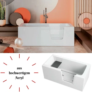 Badewanne für barrierefreies Bad mit Tür und Sitz aus Acryl Senior Links Rechts