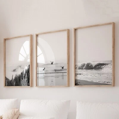Set of 3 Matching Coastal Beach Palm Art Prints. Perfect Home Decor - Image 1 of 4